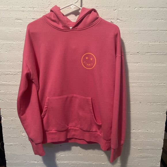Starfit Women’s Sweatshirt, Pink, Neon Orange Lightning Bolt Smiley Face, Small - Picture 1 of 8